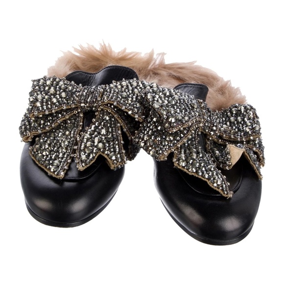 GUCCI Leather Crystal Embellishments Mules Women's Size: 7 | IT 37 - Picture 1 of 4